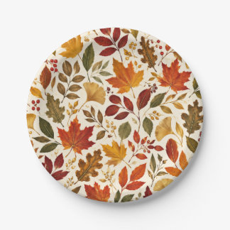 Assiettes En Carton Motif de feuilles d'automne