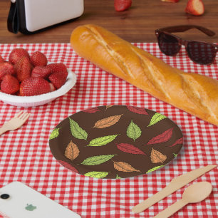 Assiettes En Carton Motif De Feuilles, Feuilles Colorés, Feuilles D'Au