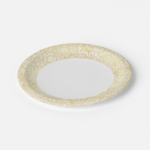 Assiettes En Carton motif de feuilles floraux d'or