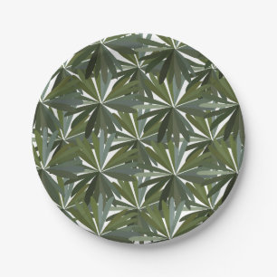 Assiettes En Carton Motif de feuilles vertes