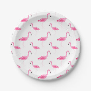 Assiettes En Carton Motif de Flamant rose d'aquarelle