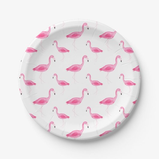 Assiettes En Carton Motif de Flamant rose d'aquarelle (Devant)