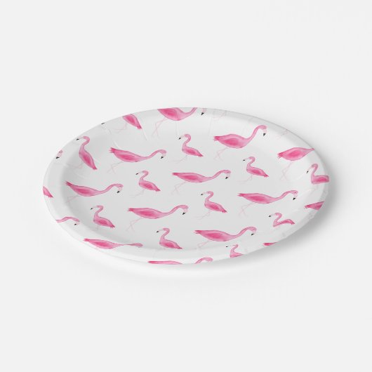 Assiettes En Carton Motif de Flamant rose d'aquarelle (Angle)