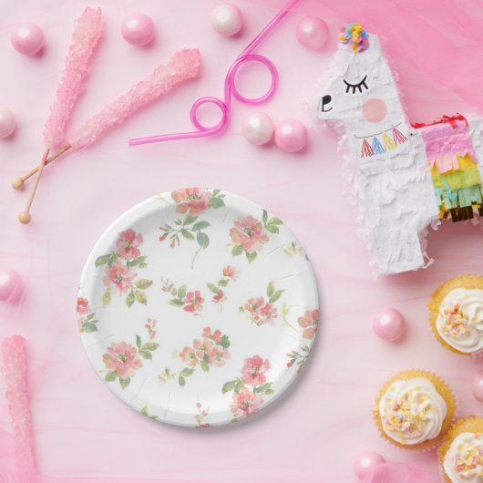 Assiettes En Carton Motif de fleurs (Fête)