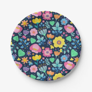 Assiettes En Carton Motif de fleurs
