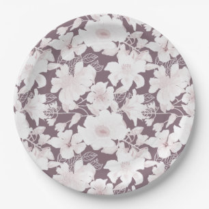 Assiettes En Carton Motif de fleurs blanches
