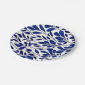 Assiettes En Carton Motif de fleurs bleu marine (Angle)