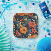 Assiettes En Carton Motif de fleurs colorées (Fête)