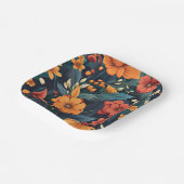 Assiettes En Carton Motif de fleurs colorées (Angulaire)