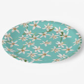 Assiettes En Carton Motif de fleurs de citron d'été sur turquoise (Angle)