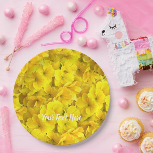 Assiettes En Carton Motif de fleurs de Primrose jaune (Fête)