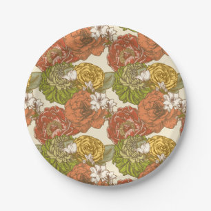 Assiettes En Carton Motif de fleurs du jardin