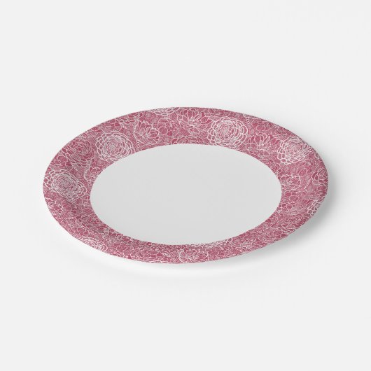 Assiettes En Carton motif de fleurs en dentelle bleue (Angle)