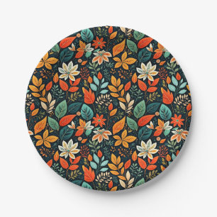 Assiettes En Carton Motif de fleurs exotiques florales