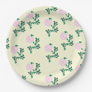 Assiettes En Carton Motif de fleurs Roses retro Pastel rose
