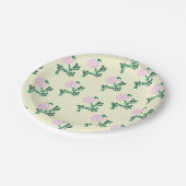 Assiettes En Carton Motif de fleurs Roses retro Pastel rose (Angle)