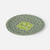 Assiettes En Carton Motif de fleurs vertes Monogrammes (Angle)