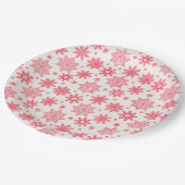 Assiettes En Carton Motif de flocon rouge complexe (Angle)