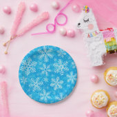 Assiettes En Carton Motif de flocons blancs (Fête)