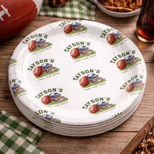 Assiettes En Carton Motif de football Première année 1er anniversaire