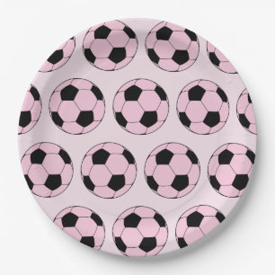 Assiettes En Carton Motif de football rose moderne de balle de footbal