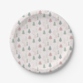 Assiettes En Carton Motif de forêt de Noël d'hiver moderne (Devant)