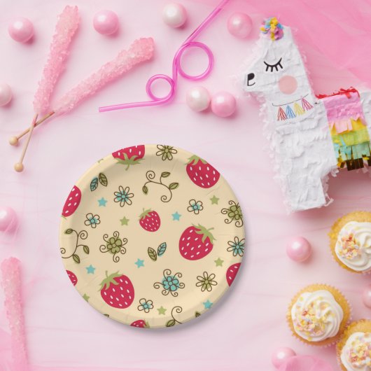 Assiettes En Carton Motif de fraises (Fête)