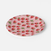 Assiettes En Carton Motif de fraises rose et rouge (Angle)