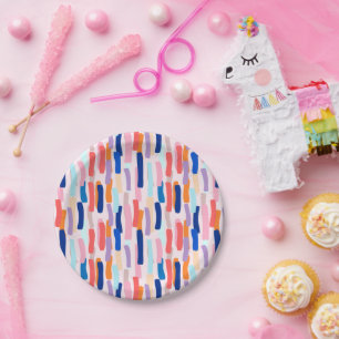 Assiettes En Carton Motif de frappe de pinceau coloré