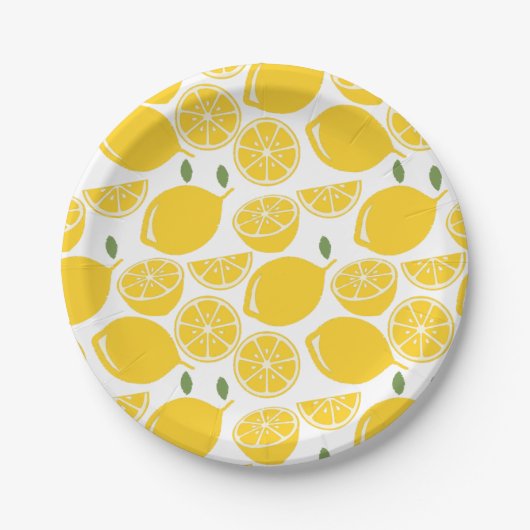 Assiettes En Carton Motif de fruits de citron jaune (Devant)