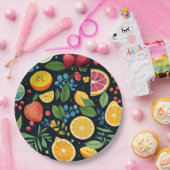 Assiettes En Carton Motif de fruits frais coloré (Fête)
