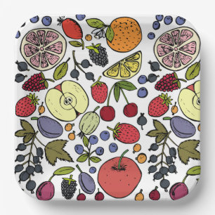 Assiettes En Carton Motif de fruits moderne pour fête d'anniversaire l