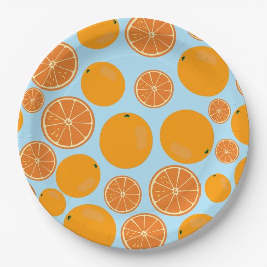 Assiettes En Carton Motif de fruits orange (Devant)