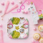 Assiettes En Carton Motif de fruits texturés à main libre (Fête)