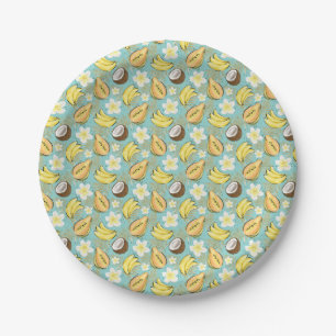 Assiettes En Carton Motif de fruits tropicaux d'été