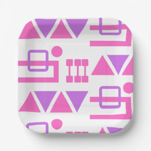 Assiettes En Carton Motif de Geo rose violet
