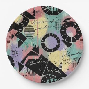 Assiettes En Carton Motif de graffiti urbain coloré (10)