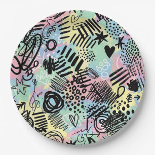 Assiettes En Carton Motif de graffiti urbain coloré (9)