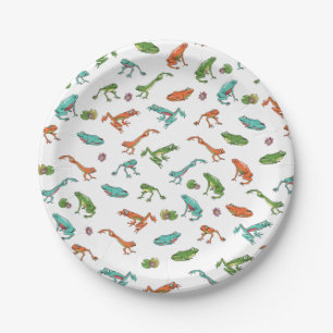 Assiettes En Carton Motif de grenouille coloré