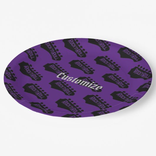 Assiettes En Carton Motif de guitare rock et roll (Angle)