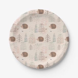 Assiettes En Carton Motif de hérisson de bois mignon