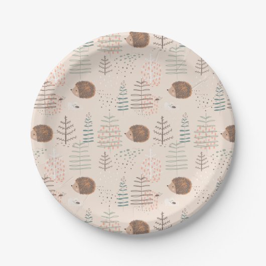 Assiettes En Carton Motif de hérisson de bois mignon (Devant)