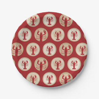 Assiettes En Carton Motif de homard rouge - Océan marin Nautique