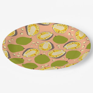 Assiettes En Carton Motif de Jackfruit d'été tropical - Fruit exotique