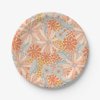 Assiettes En Carton Motif de jardin à fleurs rétro