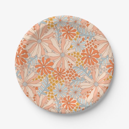 Assiettes En Carton Motif de jardin à fleurs rétro (Devant)