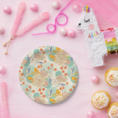 Assiettes En Carton Motif de jardin fleuri coloré (Fête)