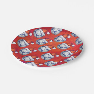 Assiettes En Carton Motif de la balle de soccer en bleu et blanc sur r
