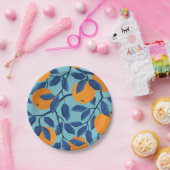 Assiettes En Carton Motif de la branche orange bleue (Fête)