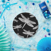 Assiettes En Carton Motif de la libellule noire et blanche (Fête)